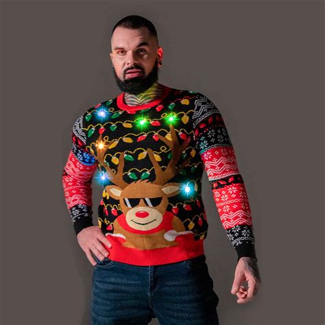 mens ugly light up christmas sweaters|lightweight ugly christmas sweater.